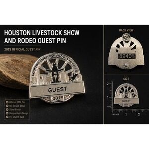 Houston Livestock Show and Rodeo 2019 Guest Pin HLSR Silver Tone Numbered 89401